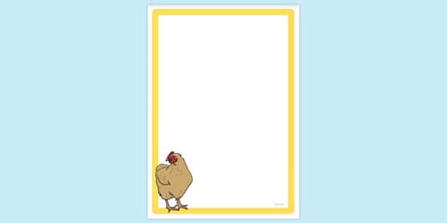 FREE! - Simple Blank Chicken Page Border | Page Borders | Twinkl
