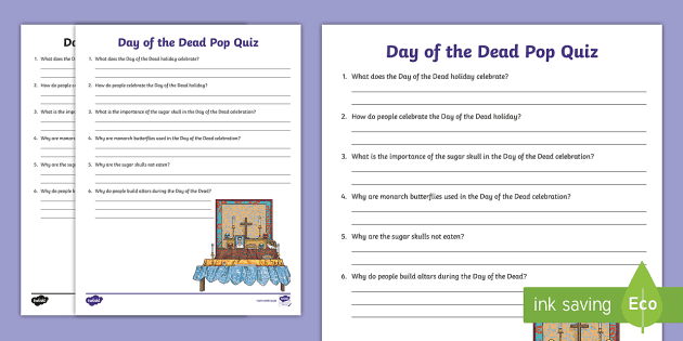 Printable Day of the Dead Quiz  Teaching Dia de los Muertos (Grades 4-12)  - TeacherVision