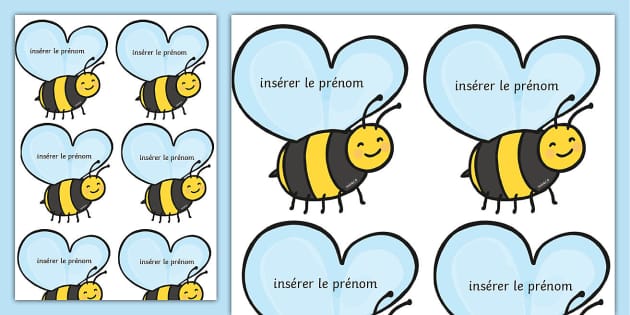 Les abeilles des prénoms (étiquettes personnalisables)