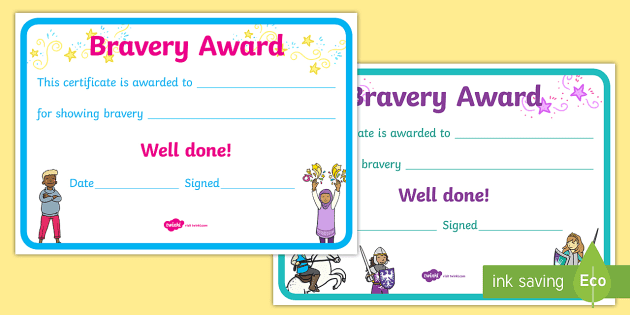 Bravery Certificate