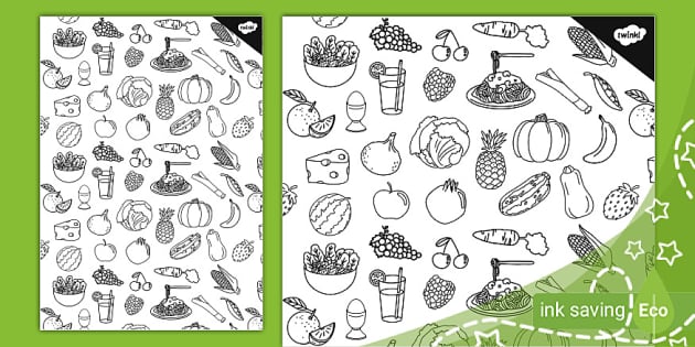 Health Food Coloring Pages Sketch Coloring Page | Food coloring pages, Food  coloring, Black food coloring