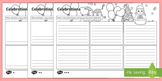 Celebration Story Differentiated Writing Template Twinkl