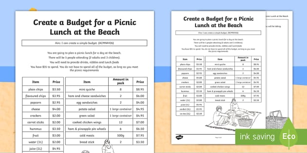 Budget picnic supplies