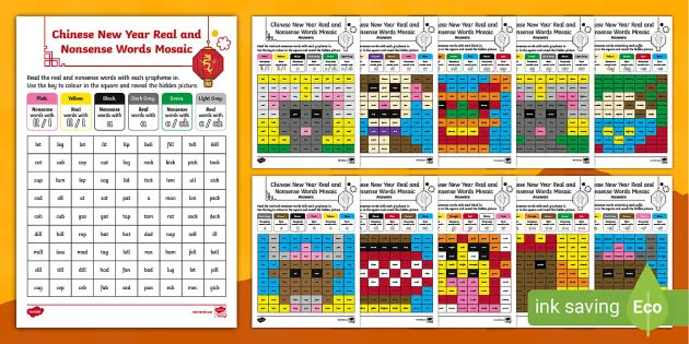 Chinese New Year Phonics Mosaic Bumper Activity Pack Phases 2 6