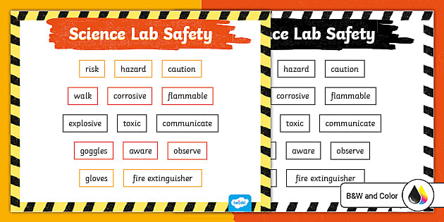 Science Lab Safety Vocabulary Mat for 3rd-5th Grade - Twinkl