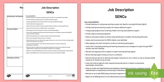 job description and specification