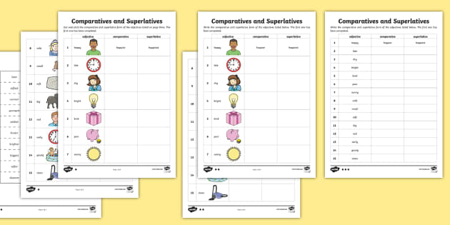 Comparatives and Superlatives Worksheet - Adjective, sheet