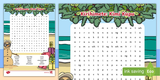 Aotearoa New Zealand - Christmas Kirihimete -Te Reo Māori word find