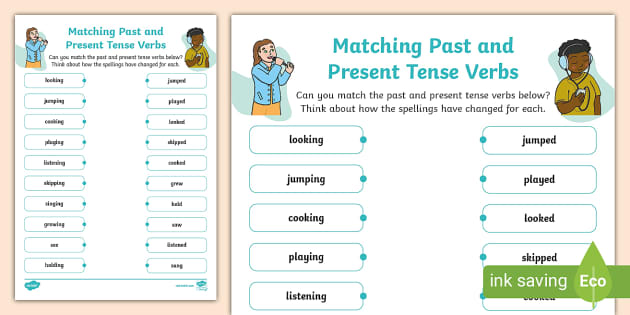 Matching The Past And Present Tense Verbs Worksheet Twinkl