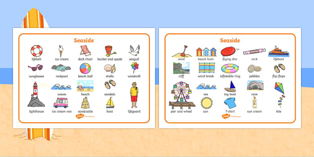 Seaside Words | Word Mats | Teaching Resources - Twinkl