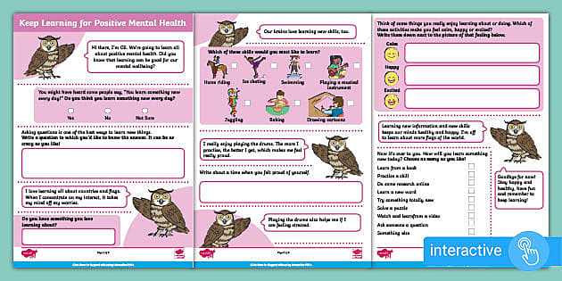 Keep Learning For Positive Mental Health Worksheet - Twinkl