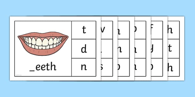 Initial Sounds Body Parts Matching Peg Game Profesor Hizo