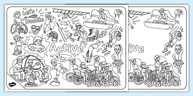 Let's Doodle About Active SHANARRI Colouring Pages - Twinkl