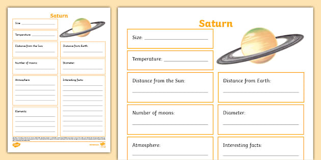 Saturn Fact File Template - Twinkl Science (teacher made)