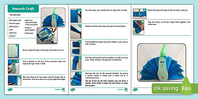 Peacock Craft Activity (teacher made) - Twinkl