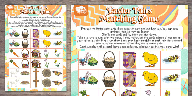 Easter Matching Pairs: find the Pairs as quickly as possible!