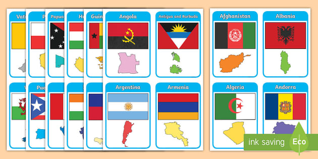 Country Shapes and Flags Flashcards (teacher made)