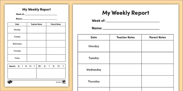 My Weekly Report for Special Education (Teacher-Made)