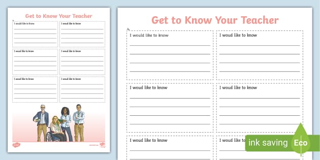 Get To Know Your Teacher Question Templates Twinkl