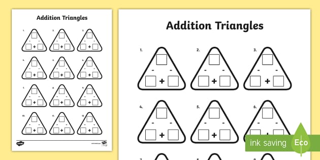 Addition and Subtraction Triangles Worksheet