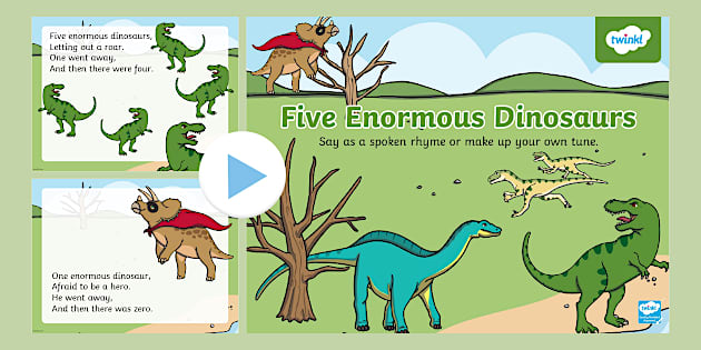 Five Enormous Dinosaurs Counting Song PowerPoint | Twinkl