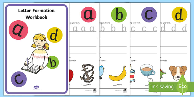 letter formation workbook english worksheets for lkg