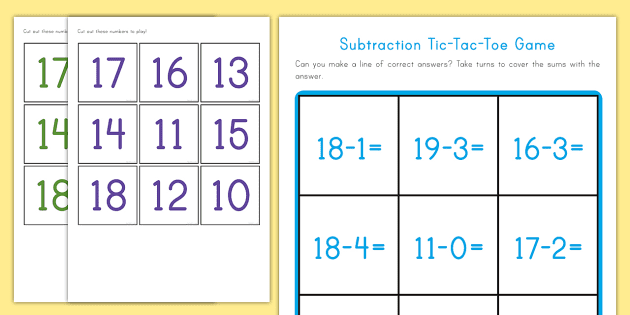 Addition Math Game: Tic-Tac-Toe to Ten - Math Pre-K and K-2