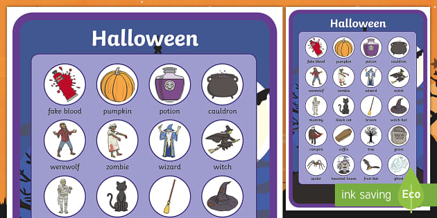 Pósters: Vocabulario de Halloween (teacher made) - Twinkl