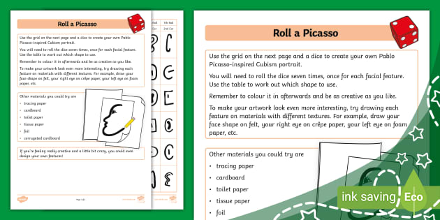 Picasso Face Roll & Draw Art Lesson