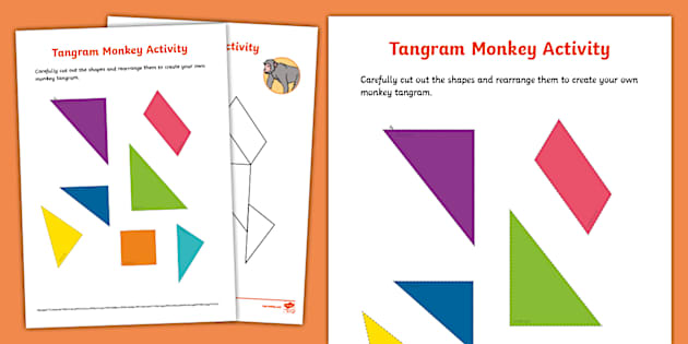 👉 Monkey Tangram Puzzle Activity (teacher made) - Twinkl