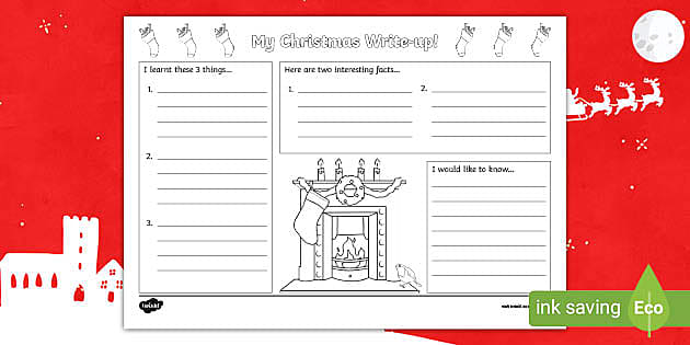 Christmas Activity Pages Write Up Worksheet (teacher made)