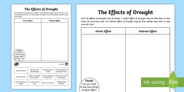 Effects of Drought Worksheet (teacher made) - Twinkl