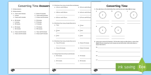 Converting Time Worksheet / Worksheet