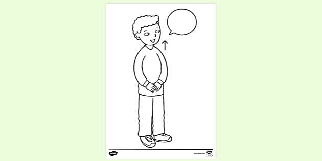 FREE! - Boy Holding Head up when Speaking Colouring Sheet