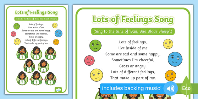 Lots of Feelings Song | Music Emotions Lyric Sheet - Twinkl