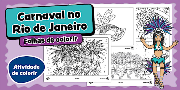 Carnaval no Rio de Janeiro - Folhas de colorir