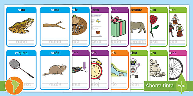 Flashcards: Palabras con ra, re, ri, ro, ru- Guía de trabajo