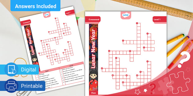 Lunar New Year Crossword Puzzle L1 Twinkl Puzzled Kids