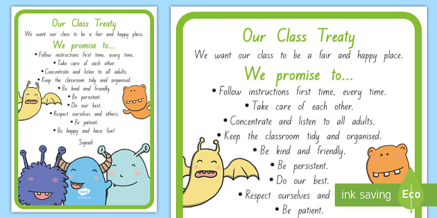 Class Agreement Monster Themed Display Poster Teacher Made