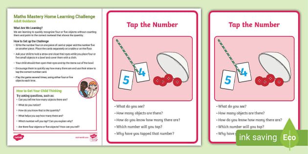 👉 Find Subitise & Represent 4 & 5 Home Learning Tap the Number