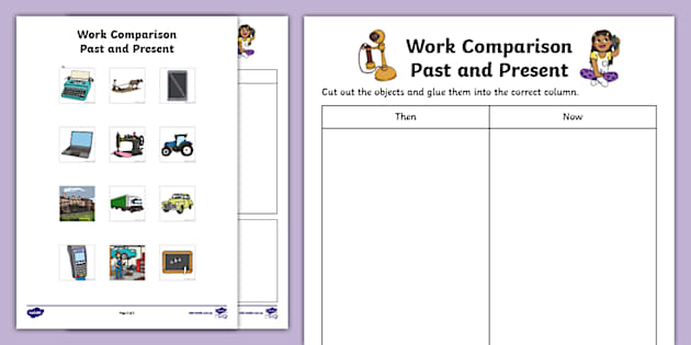 Work Comparison - Past and Present Sorting Activity - Twinkl