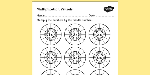 Multiplication Wheels Worksheet - multiplication wheels, times
