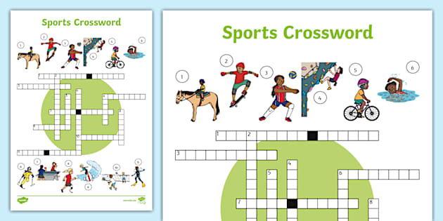 Different Sports Type Crossword with Clues Twinkl