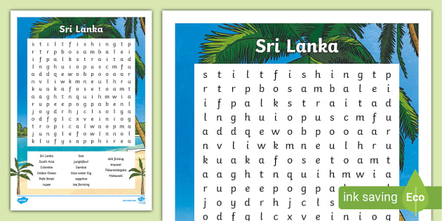 KS2 Sri Lanka Word Search Geography (creat de profesori)