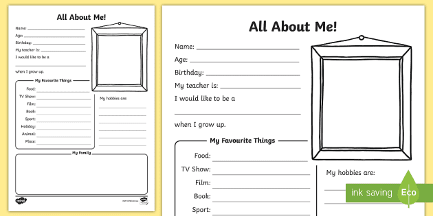 Back to School All About Me Worksheet Primary Resource