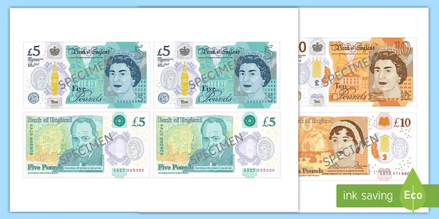 british uk money pictures of play money to print