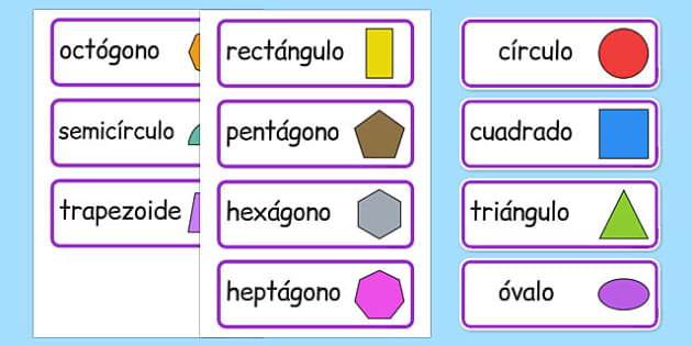 aprenda formas 2D básicas com seus nomes de vocabulário em inglês