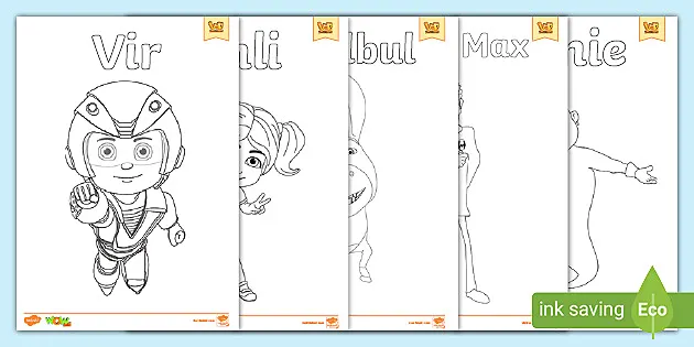 FREE! - Vir the Robot Boy - Characters Colouring Sheets