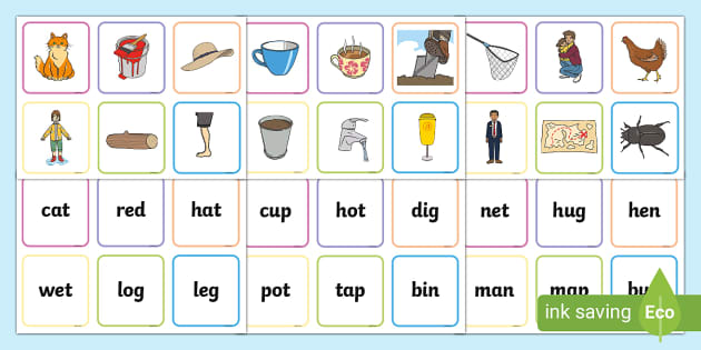 printable matching words to