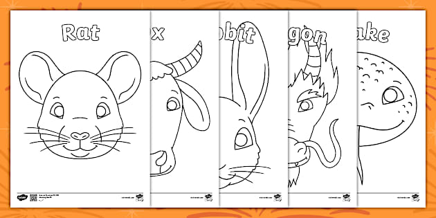 chinese new year animals colouring pages